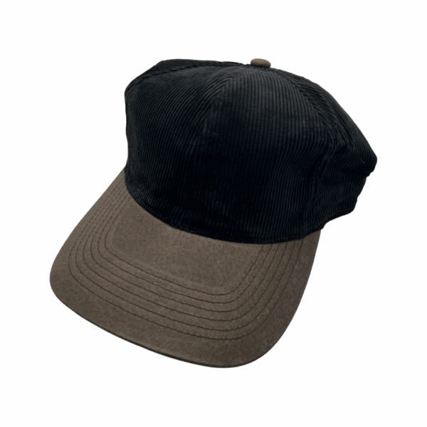 Basic Cord Cap bblack with leather brim